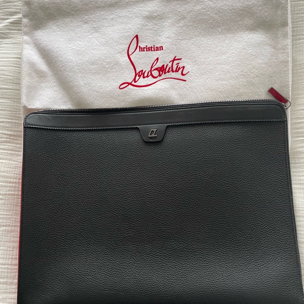 Christian Louboutin Black Leather Men's laptop Bag